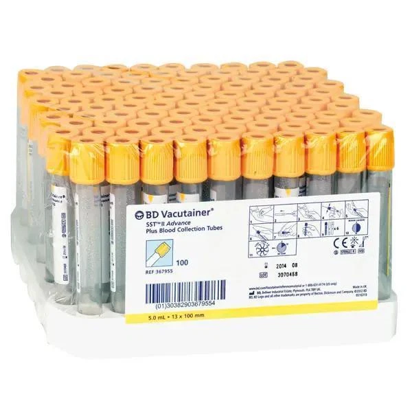 MARKENLOS BD Vacutainer SST II Advance Serumanalyse Trenngel PET Hemogard Verschluss Gold