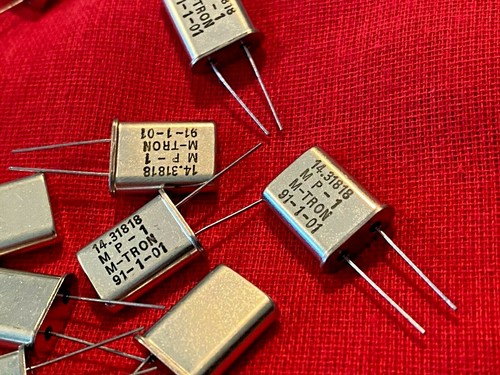 (25) M-TRON MP-1 HC49U 14.31818MHz RADIAL MICROPROCESSOR CRYSTAL - Picture 3 of 6