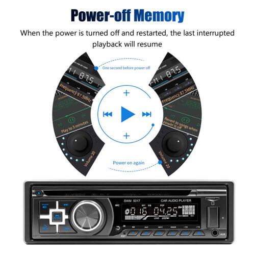 Radio estéreo para automóvil con reproductor de CD DVD MP3 USB Bluetooth FM AUX Radio individual 1 DIN - Imagen 7 de 12