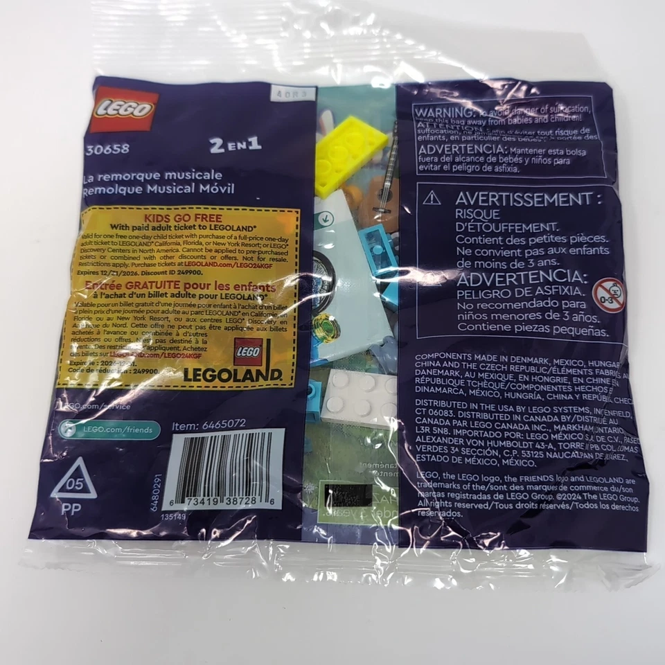 Lego Friends Mobile Music Trailer 30658 Poly Bag Set New Sealed 2024 - Image 2 of 2