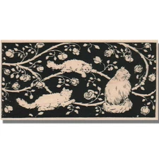 Cat Rubber Stamp, 3 Cats In Flowers, Kitty, Rose,Card, Garden, Kitten, Victorian