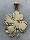 Vintage Handmade Solid 10K Yellow Gold Diamond Cut Flower Charm Pendant 2.9gr.