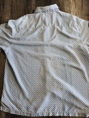 NAT NAST American Fit Short Sleeve Button Up 100% Silk Mens L Blue Geometric - Picture 13 of 13