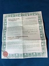 Rolex Certificate Guarantee Warranty For a X serial Datejust 16263