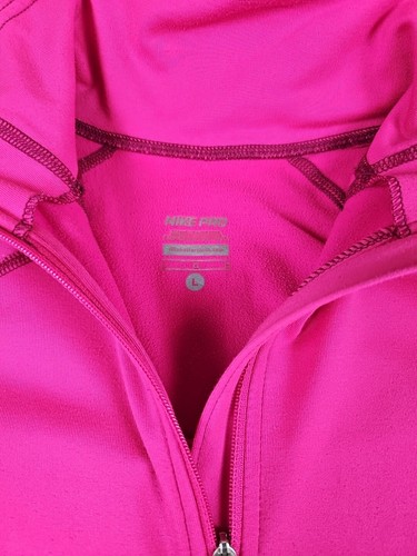 Nike Pro Women's Size Large Pink 604885-688 1/2 Zip Dri-Fit L/S Top Shirt - Picture 2 of 13