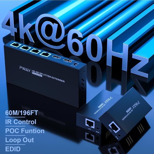 Extensor divisor PWAYTEK HDMI 1x4 HD 4K @60Hz sobre CAT5/CAT6/CAT7 - Imagen 2 de 7