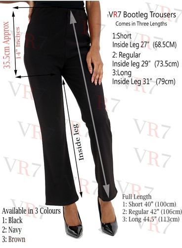 PACK OF 2 NEW LADIES BOOTLEG STRETCH FINALLY RIBBED TROUSERS BLACK, SIZE 10-26 - Picture 10 of 14