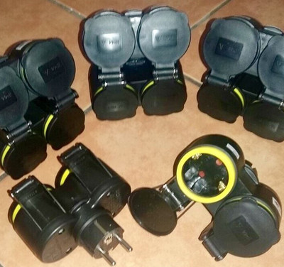 8x GUMMI Doppel Steckdosenverteiler für LED Lichterkette Schuko STECKER S XX