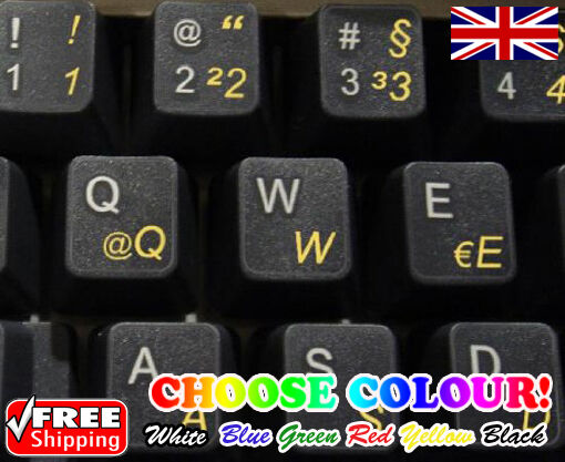 German Transparent Keyboard Stickers Computer Laptop 6 Colours Red Blue White German Transparent Keyboard Stickers Computer Laptop 6 Colours Red Blue White