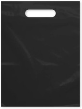 Bulk Pack Of 100 Black 9X12 Plastic Retail Bags With Handles For Boutique Use