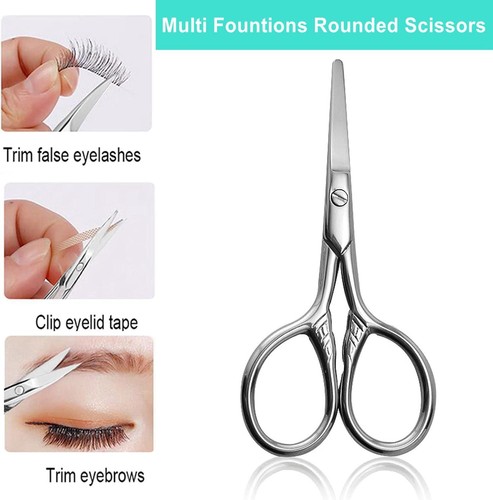 1 Pack Round Tip Nose Hair Scissors, Stainless Steel Safe Round Head Small Beard - Picture 4 of 6