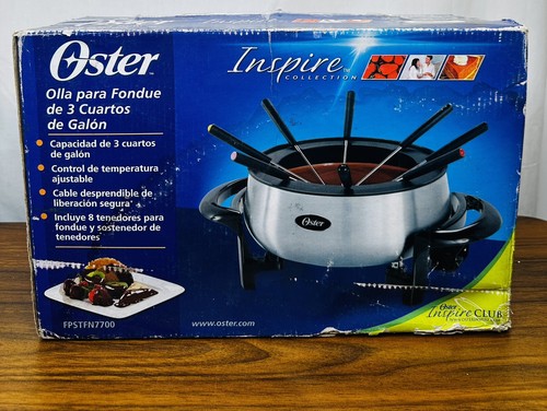 Oster 3-Quart Electric Fondue Pot Non-stick Stainless Steel 8 fondue Forks NEW - Picture 2 of 7