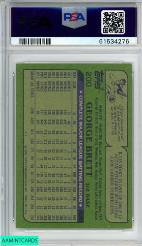 1982 Topps George Brett #200 Kansas City Royals Hof PSA 7 casi nuevo - Imagen 2 de 3