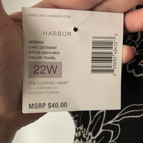 NWT Sag Harbor Black/White Floral Skirt, Size 22w - Picture 3 of 6