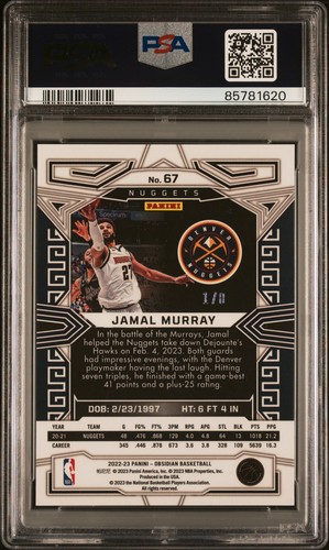 2022 Panini Obsidian #67 Jamal Murray Ee Lucky Envelopes PSA 9 - Picture 2 of 2