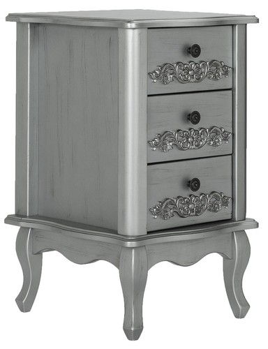 3 Drawer Silver Finish Bedroom Bedside Chest French Antique Style Floral Design 3 Drawer Silver Finish Bedroom Bedside Chest French Antique Style Floral Design