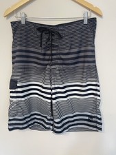 Billabong Boardshorts Size 32 Black White Gray Stripe Logo Drawstring Pocket