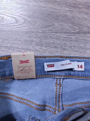 Levis Jeans Girls Size 14 Blue Denim 726 FLARE High Rise Adjustable Waist Kids - Picture 3 of 10