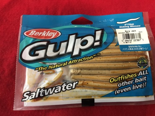 2 Packs Berkley Gulp 4" Sinking Minnow Chartreuse Pepper & bone jack 10 count - Picture 3 of 7