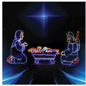 Professional-Nativity-3PC-Set-Outdoor-LED-Lighted-Decoration-Steel-Wireframe
