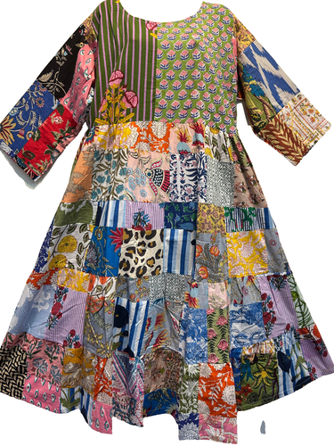 Nwt FUNKY STUFF nothing matches patch cotton maxi hippy boho DRESS 1X Free shipp - 第 1/6 張圖片