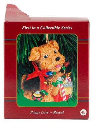 Puppy Love Rascal NEW w/ DMG Box Top Carlton Cards Terrier Dog Ornament #1 First