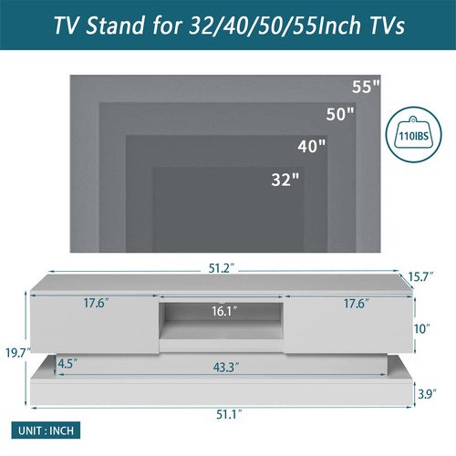 Modern LED TV Stand for TV Up to 65 55 inch Entertainment Center Storage Cabinet - Picture 37 of 56