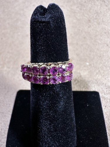 14k Yellow Gold ring, size 4.75 with 14 Rubies - Fine Jewelry Solid Weight - Picture 7 of 10