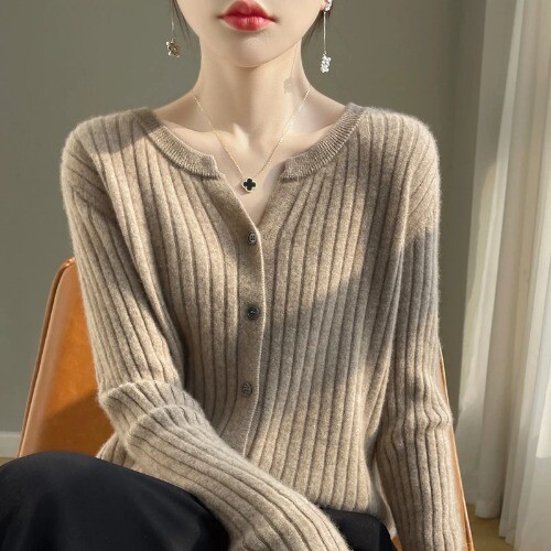 Cardigan Autumn Knitted Sweater Loose Ladies Fashion V Neck Single Breasted - Bild 11 von 34