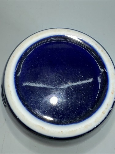 Japanese Porcelain Cobalt Blue Pheasant & Floral Design Lidded Ginger Jar 5" Vtg - Picture 10 of 10