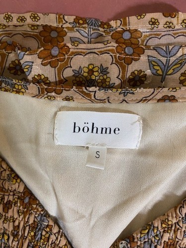 Bohme Dress Womens Sz S Fall Floral Pilgrim Cottage Prairie Puff Sleeve Smocked - Picture 13 of 15