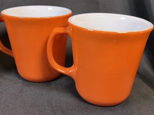 5 tazzine da caffè vintage Pyrex 3,5" arancio ruggine bianche all'interno anni 70 circa - Foto 14 di 17