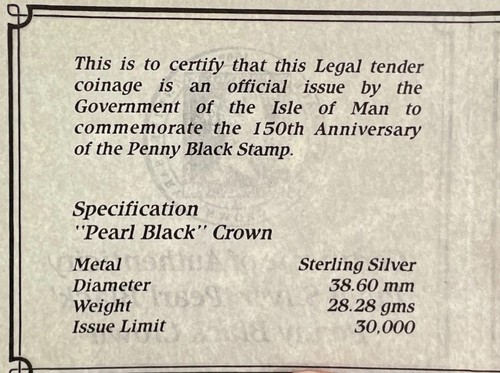 Isla de Man 1990 - Corona - 150 años "PENNY BLACK" - 1 OZ PLATA A PRUEBA - OGP con certificado de autenticidad - Imagen 7 de 13