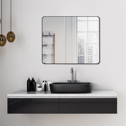 Nettuno 36" Rectangle Bathroom/Vanity Matt Black Aluminum Framed Wall Mirror - Picture 11 of 14