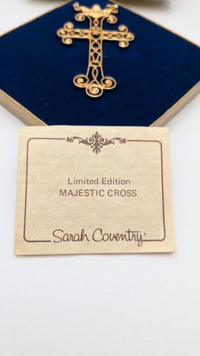 Vintage 1977 Gold Tone Sarah Coventry Limited Edition Cross Pendant Necklace - Picture 14 of 20