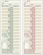 Adams Time Cards, Bi-Weekly, 2-Sided, Overtime Format, 3-3/8" x 9", Manila, Gree