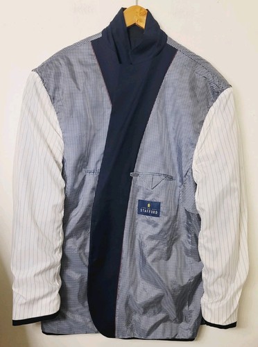 Saddlebred Blazer Men's 54 Long Navy Blue Wool Suit Jacket Hopsack Gold Buttons - Picture 6 of 10