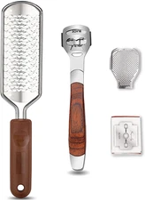 Colossal Foot Rasp & Wood Handle Callus Shaver (10 Replacement & 1 File Foot Hea