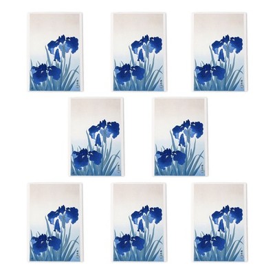 Elegante Iris Blumen von Ohara Koson, Japan Kunstkarten 8er Pack, innen leer A6