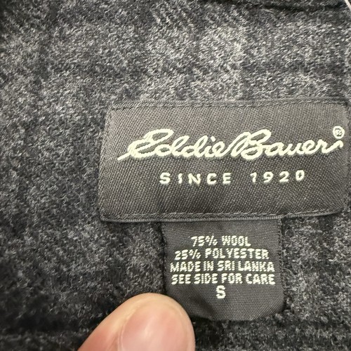Eddie Bauer Flannel Shirt Plaid Long Sleeve Button Up Size Small Wool Blend - Picture 3 of 6