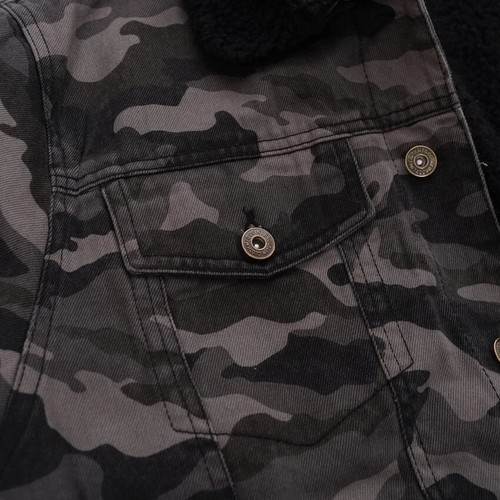 Herren Jeansjacke Camouflage Sherpa gefüttert - warmer Winter Arbeitsmantel - Bild 6 von 14