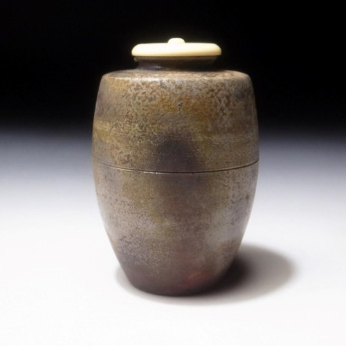 $HJ16: Caddy da tè giapponese vintage con coperchio di alta classe, Bizen ware di Toho Kimura - Foto 3 di 12