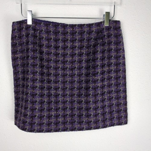 J. Crew Minirock klein lila Tweed kariert Etikett Schnitt siehe Maße - Bild 3 von 8