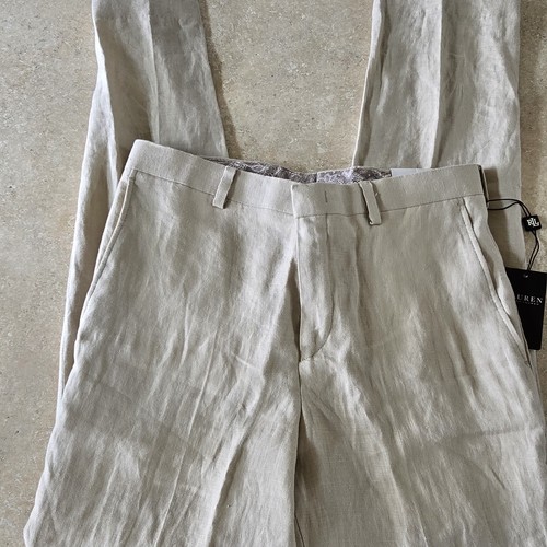 Lauren Ralph Lauren Boys Beige Tan 100% Linen Dress Pants Size 16R 28”W - Picture 3 of 6