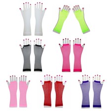 1 Pair 80s Fishnet Short Gloves Neon Fancy Dress Accessory for Halloween Party