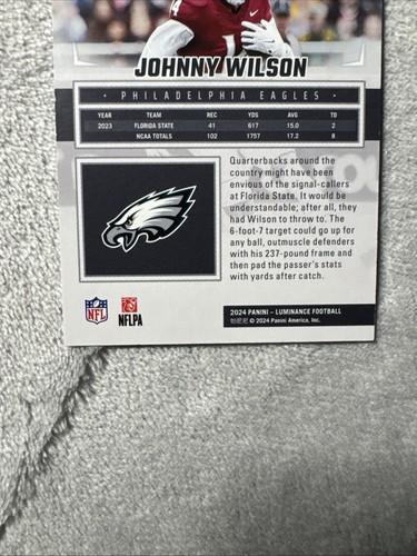 Panini Luminance 2024 - Novatos Johnny Wilson #157 púrpura/175 (RC) - Imagen 6 de 6