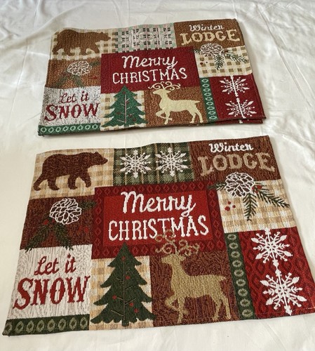 Tapiz de Navidad - Winter Lodge Snow Bear 12,5 x 18,5 Set 4. Usado en excelente estado - Imagen 2 de 5