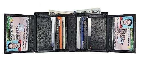 Bullz Genuine Nappa Cow Leather Thick Dual Credit Card ID Flap Quad Black  - Picture 4 of 7