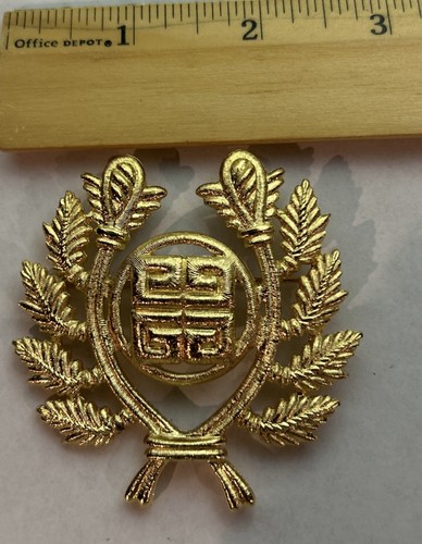 Authentische Givenchy 4 G Logo Lorbeerblatt große goldfarbene Anstecknadel/Brosche - Bild 8 von 8