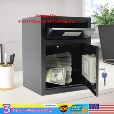 Digital Safe Box Deposit Safe with Drop Slot Passwords & Keys For Home Office
